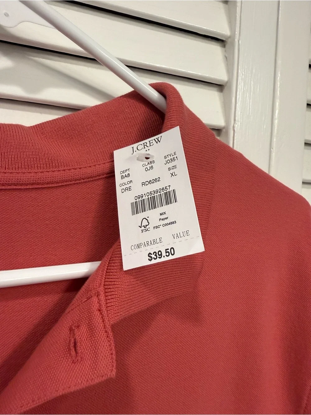J. Crew Men’s Polo Shirt - Coral Pink NWT